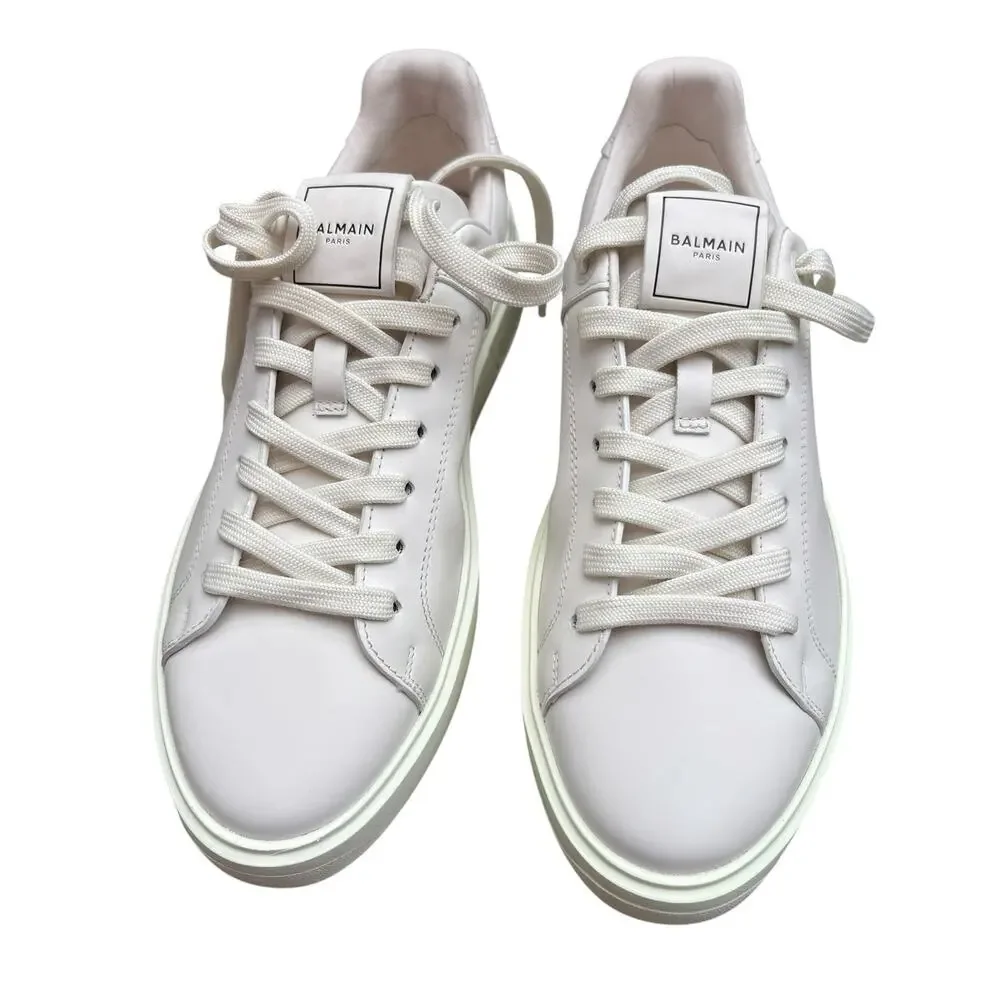 Balmain B-Court White Calfskin Leather Sneakers Women’s 11 NIB